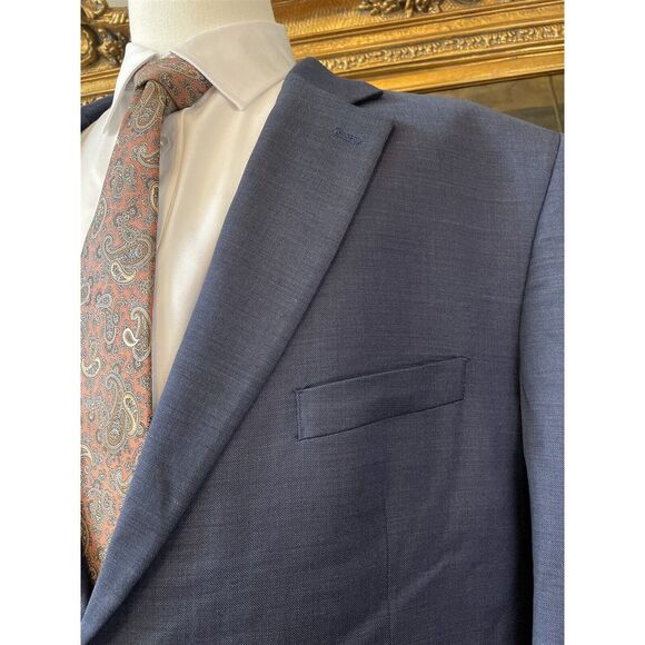 Kenneth Cole Awareness 50R Blue Micro Birdseye Stretch Wool 2Btn Blazer‎ Jacket